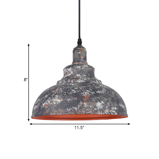 1 Head Dome Pendant Ceiling Light Industrial Style Gray/White Wrought Iron Ceiling Fixture for Restaurant Clearhalo 'Art Deco Pendants' 'Cast Iron' 'Ceiling Lights' 'Ceramic' 'Crystal' 'Industrial Pendants' 'Industrial' 'Metal' 'Middle Century Pendants' 'Pendant Lights' 'Pendants' 'Tiffany' Lighting' 1871444