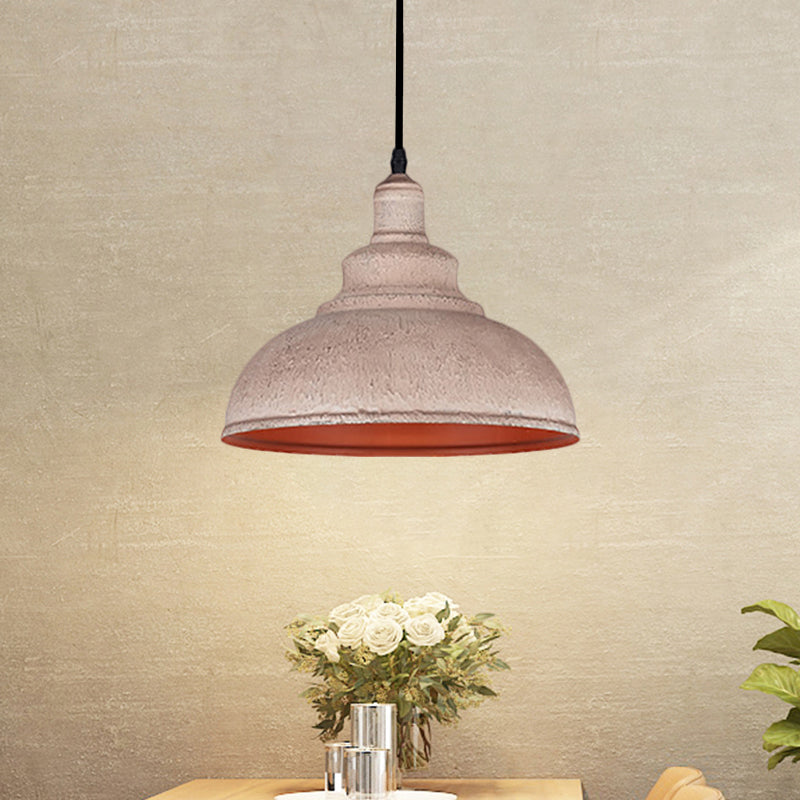 1 Head Dome Pendant Ceiling Light Industrial Style Gray/White Wrought Iron Ceiling Fixture for Restaurant Clearhalo 'Art Deco Pendants' 'Cast Iron' 'Ceiling Lights' 'Ceramic' 'Crystal' 'Industrial Pendants' 'Industrial' 'Metal' 'Middle Century Pendants' 'Pendant Lights' 'Pendants' 'Tiffany' Lighting' 1871447