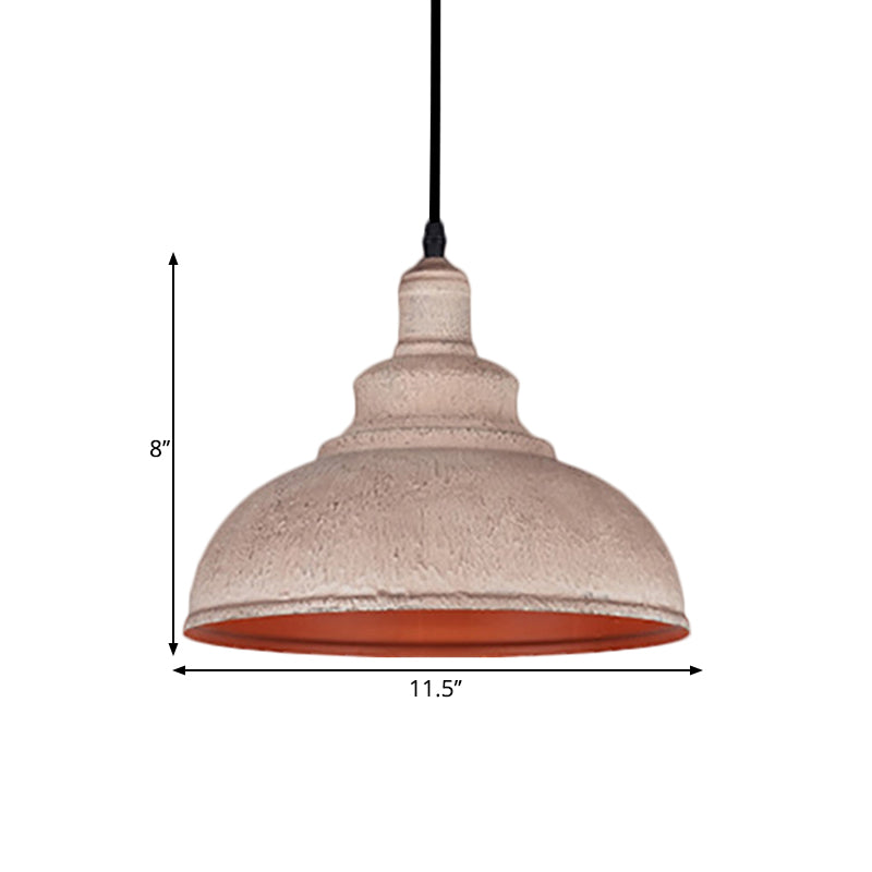 1 Head Dome Pendant Ceiling Light Industrial Style Gray/White Wrought Iron Ceiling Fixture for Restaurant Clearhalo 'Art Deco Pendants' 'Cast Iron' 'Ceiling Lights' 'Ceramic' 'Crystal' 'Industrial Pendants' 'Industrial' 'Metal' 'Middle Century Pendants' 'Pendant Lights' 'Pendants' 'Tiffany' Lighting' 1871449