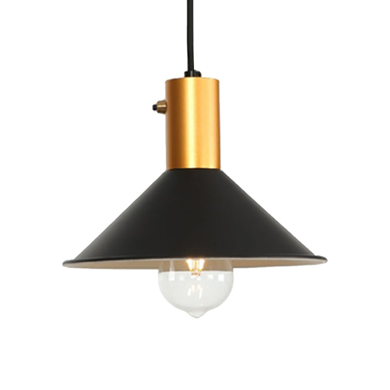 Modernist Tapered Shade Ceiling Fixture 1 Light Metallic Suspension Lamp in Black/Grey for Coffee Shop Clearhalo 'Art Deco Pendants' 'Black' 'Cast Iron' 'Ceiling Lights' 'Ceramic' 'Crystal' 'Industrial Pendants' 'Industrial' 'Metal' 'Middle Century Pendants' 'Pendant Lights' 'Pendants' 'Rustic Pendants' 'Tiffany' Lighting' 1871463