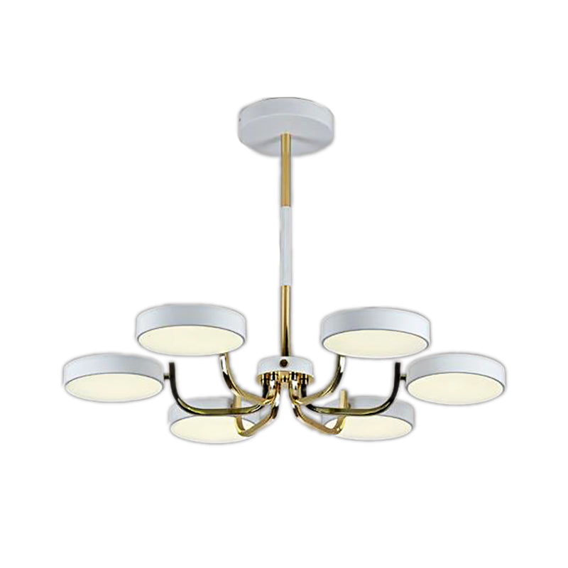 Macaron Stylish Round Chandelier Acrylic Wood 6 Heads Ceiling Pendant for Study Room Clearhalo 'Ceiling Lights' 'Chandeliers' Lighting' options 187152