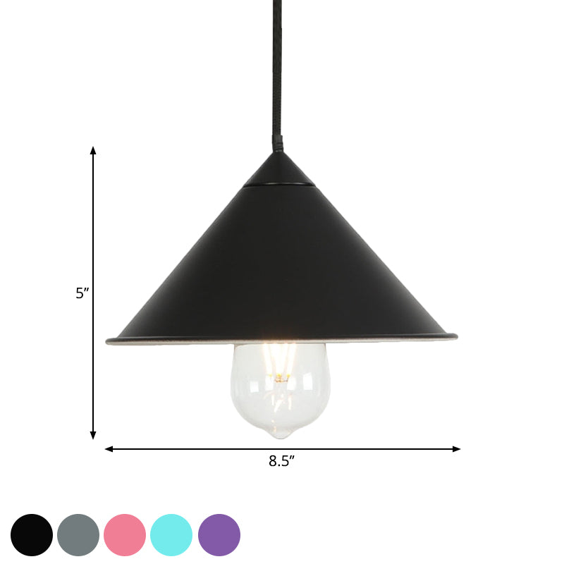 Contemporary Style Cone Ceiling Lamp 1 Bulb Metal Suspended Light in Black/Grey/Pink for Kitchen Clearhalo 'Art Deco Pendants' 'Black' 'Cast Iron' 'Ceiling Lights' 'Ceramic' 'Crystal' 'Industrial Pendants' 'Industrial' 'Metal' 'Middle Century Pendants' 'Pendant Lights' 'Pendants' 'Rustic Pendants' 'Tiffany' Lighting' 1871756