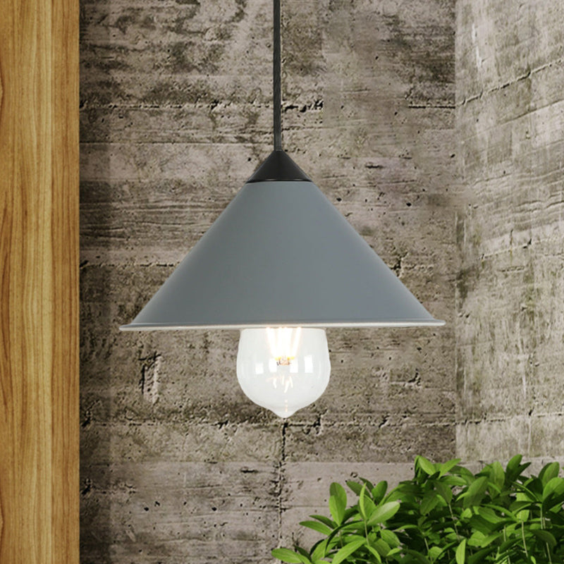 Contemporary Style Cone Ceiling Lamp 1 Bulb Metal Suspended Light in Black/Grey/Pink for Kitchen Clearhalo 'Art Deco Pendants' 'Black' 'Cast Iron' 'Ceiling Lights' 'Ceramic' 'Crystal' 'Industrial Pendants' 'Industrial' 'Metal' 'Middle Century Pendants' 'Pendant Lights' 'Pendants' 'Rustic Pendants' 'Tiffany' Lighting' 1871759