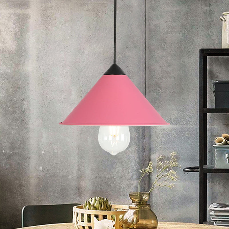 Contemporary Style Cone Ceiling Lamp 1 Bulb Metal Suspended Light in Black/Grey/Pink for Kitchen Clearhalo 'Art Deco Pendants' 'Black' 'Cast Iron' 'Ceiling Lights' 'Ceramic' 'Crystal' 'Industrial Pendants' 'Industrial' 'Metal' 'Middle Century Pendants' 'Pendant Lights' 'Pendants' 'Rustic Pendants' 'Tiffany' Lighting' 1871762