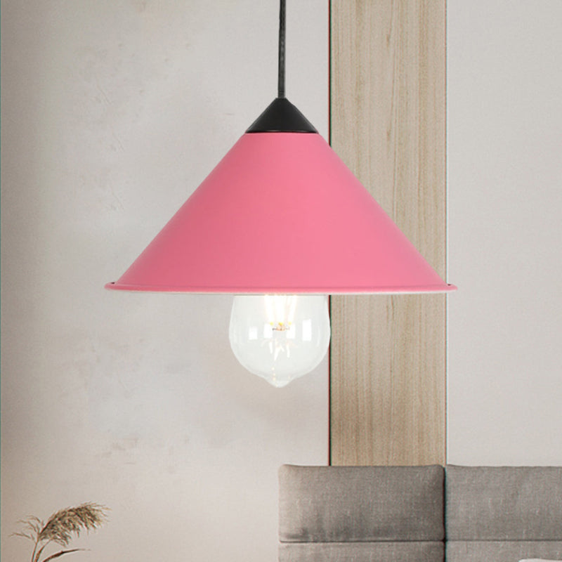 Contemporary Style Cone Ceiling Lamp 1 Bulb Metal Suspended Light in Black/Grey/Pink for Kitchen Clearhalo 'Art Deco Pendants' 'Black' 'Cast Iron' 'Ceiling Lights' 'Ceramic' 'Crystal' 'Industrial Pendants' 'Industrial' 'Metal' 'Middle Century Pendants' 'Pendant Lights' 'Pendants' 'Rustic Pendants' 'Tiffany' Lighting' 1871763