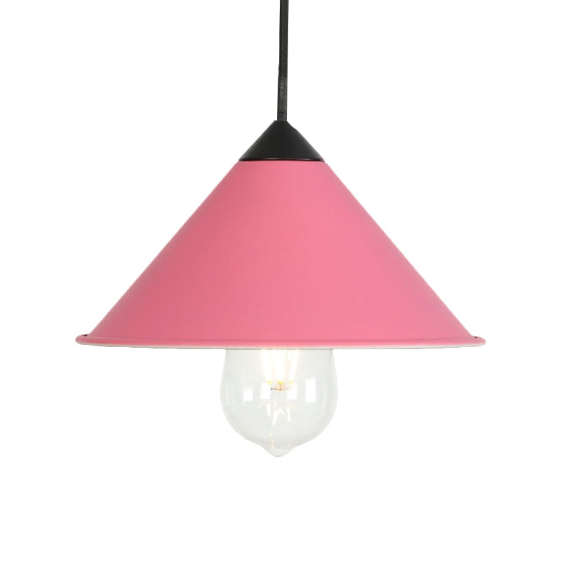 Contemporary Style Cone Ceiling Lamp 1 Bulb Metal Suspended Light in Black/Grey/Pink for Kitchen Clearhalo 'Art Deco Pendants' 'Black' 'Cast Iron' 'Ceiling Lights' 'Ceramic' 'Crystal' 'Industrial Pendants' 'Industrial' 'Metal' 'Middle Century Pendants' 'Pendant Lights' 'Pendants' 'Rustic Pendants' 'Tiffany' Lighting' 1871764