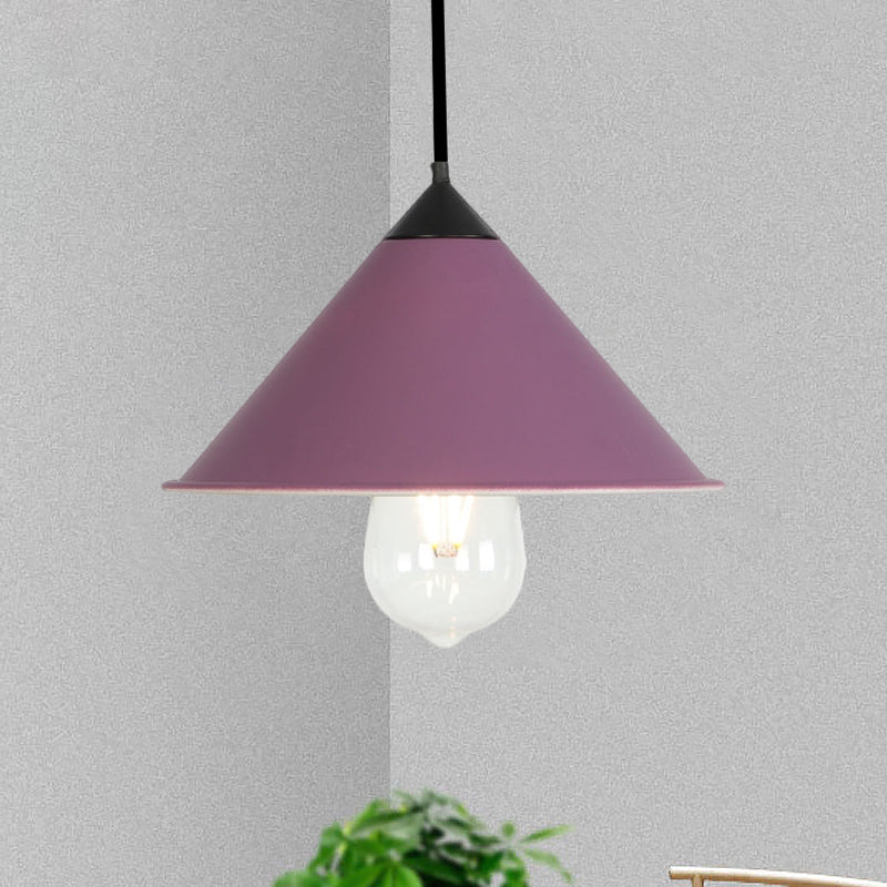 Contemporary Style Cone Ceiling Lamp 1 Bulb Metal Suspended Light in Black/Grey/Pink for Kitchen Clearhalo 'Art Deco Pendants' 'Black' 'Cast Iron' 'Ceiling Lights' 'Ceramic' 'Crystal' 'Industrial Pendants' 'Industrial' 'Metal' 'Middle Century Pendants' 'Pendant Lights' 'Pendants' 'Rustic Pendants' 'Tiffany' Lighting' 1871770