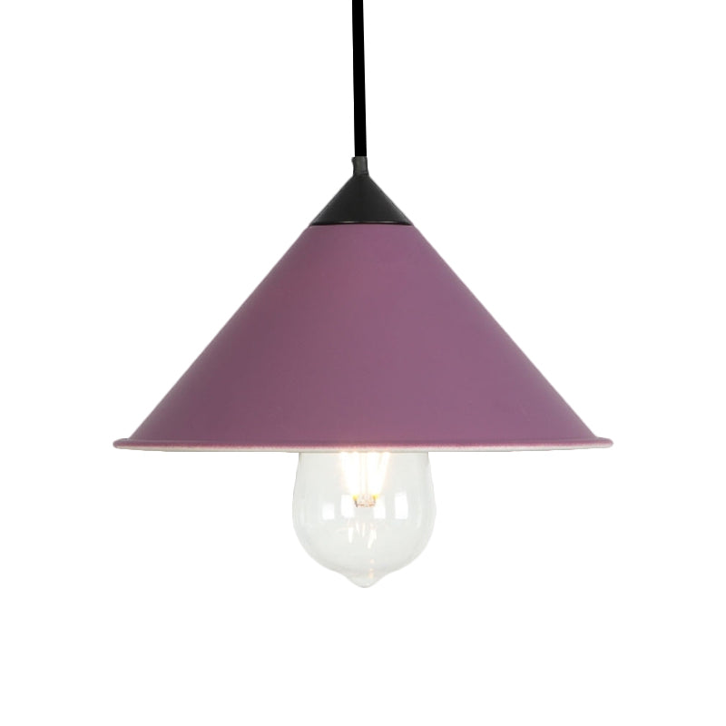 Contemporary Style Cone Ceiling Lamp 1 Bulb Metal Suspended Light in Black/Grey/Pink for Kitchen Clearhalo 'Art Deco Pendants' 'Black' 'Cast Iron' 'Ceiling Lights' 'Ceramic' 'Crystal' 'Industrial Pendants' 'Industrial' 'Metal' 'Middle Century Pendants' 'Pendant Lights' 'Pendants' 'Rustic Pendants' 'Tiffany' Lighting' 1871772
