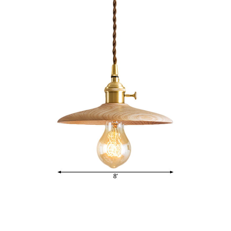 Contemporary Conical Hanging Lamp 1 Light Wood Suspension Light in Brown/Beige for Living Room Clearhalo 'Ceiling Lights' 'Pendant Lights' 'Pendants' Lighting' 1871812