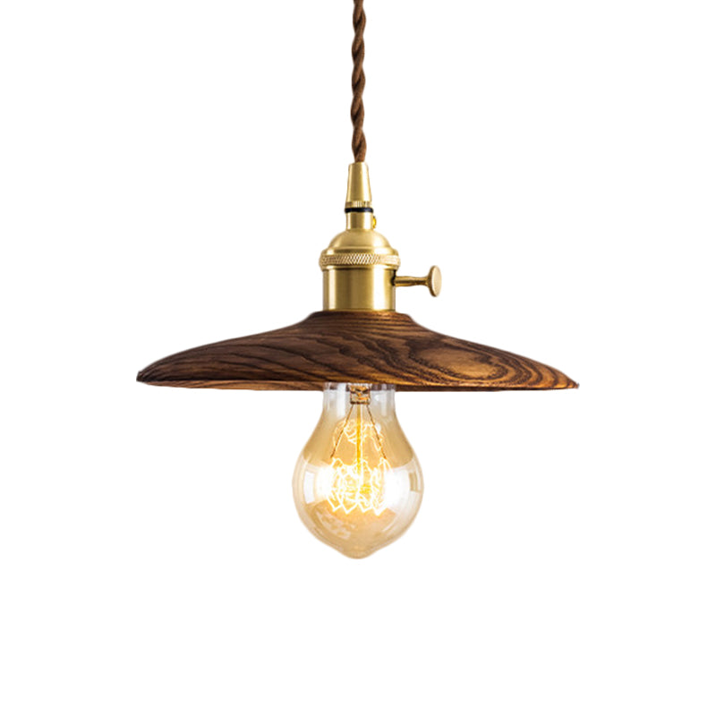 Contemporary Conical Hanging Lamp 1 Light Wood Suspension Light in Brown/Beige for Living Room Clearhalo 'Ceiling Lights' 'Pendant Lights' 'Pendants' Lighting' 1871816