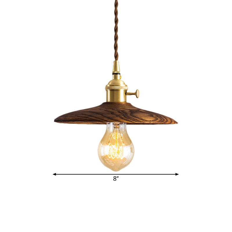 Contemporary Conical Hanging Lamp 1 Light Wood Suspension Light in Brown/Beige for Living Room Clearhalo 'Ceiling Lights' 'Pendant Lights' 'Pendants' Lighting' 1871817