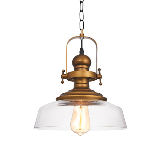 1-Light Dome Pendant Lighting Factory Brass Clear Glass Hanging Light Fixture for Coffee Shop Clearhalo 'Art Deco Pendants' 'Cast Iron' 'Ceiling Lights' 'Ceramic' 'Crystal' 'Industrial Pendants' 'Industrial' 'Metal' 'Middle Century Pendants' 'Pendant Lights' 'Pendants' 'Tiffany' Lighting' 1871856