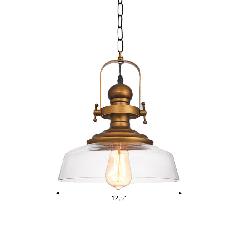 1-Light Dome Pendant Lighting Factory Brass Clear Glass Hanging Light Fixture for Coffee Shop Clearhalo 'Art Deco Pendants' 'Cast Iron' 'Ceiling Lights' 'Ceramic' 'Crystal' 'Industrial Pendants' 'Industrial' 'Metal' 'Middle Century Pendants' 'Pendant Lights' 'Pendants' 'Tiffany' Lighting' 1871857