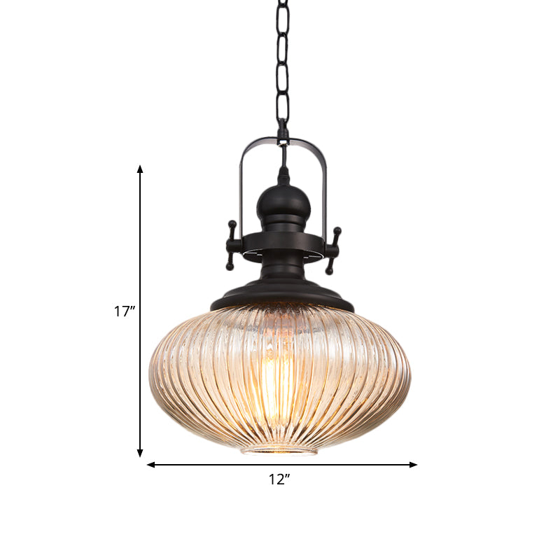 Black Cylinder/Oval Ceiling Light Industrial Striped Glass 1 Light Living Room Pendant Lighting Fixture Clearhalo 'Ceiling Lights' 'Glass shade' 'Glass' 'Industrial Pendants' 'Industrial' 'Middle Century Pendants' 'Pendant Lights' 'Pendants' 'Tiffany' Lighting' 1871872