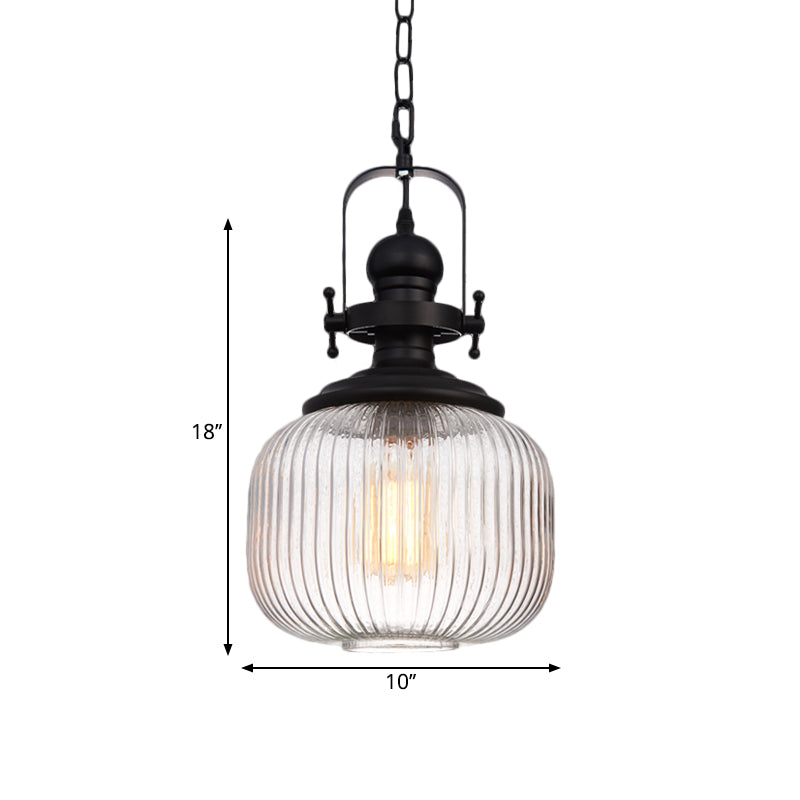 Black Cylinder/Oval Ceiling Light Industrial Striped Glass 1 Light Living Room Pendant Lighting Fixture Clearhalo 'Ceiling Lights' 'Glass shade' 'Glass' 'Industrial Pendants' 'Industrial' 'Middle Century Pendants' 'Pendant Lights' 'Pendants' 'Tiffany' Lighting' 1871877
