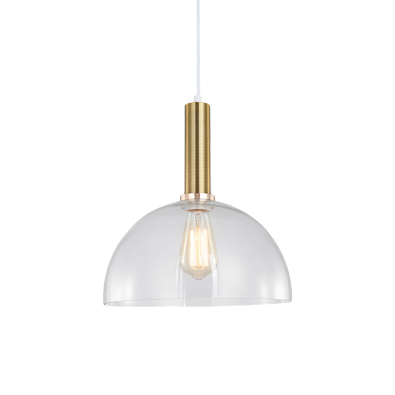 Single-Bulb Orb/Barn/Dome Pendant Lighting Fixture Industrial Brass Clear Glass Hanging Ceiling Light Clearhalo 'Ceiling Lights' 'Close To Ceiling Lights' 'Glass shade' 'Glass' 'Industrial Pendants' 'Industrial' 'Middle Century Pendants' 'Pendant Lights' 'Pendants' 'Tiffany' Lighting' 1871881