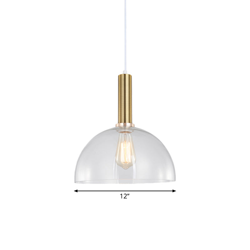 Single-Bulb Orb/Barn/Dome Pendant Lighting Fixture Industrial Brass Clear Glass Hanging Ceiling Light Clearhalo 'Ceiling Lights' 'Close To Ceiling Lights' 'Glass shade' 'Glass' 'Industrial Pendants' 'Industrial' 'Middle Century Pendants' 'Pendant Lights' 'Pendants' 'Tiffany' Lighting' 1871882