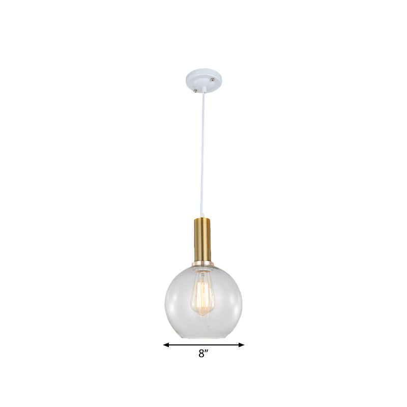 Single-Bulb Orb/Barn/Dome Pendant Lighting Fixture Industrial Brass Clear Glass Hanging Ceiling Light Clearhalo 'Ceiling Lights' 'Close To Ceiling Lights' 'Glass shade' 'Glass' 'Industrial Pendants' 'Industrial' 'Middle Century Pendants' 'Pendant Lights' 'Pendants' 'Tiffany' Lighting' 1871892