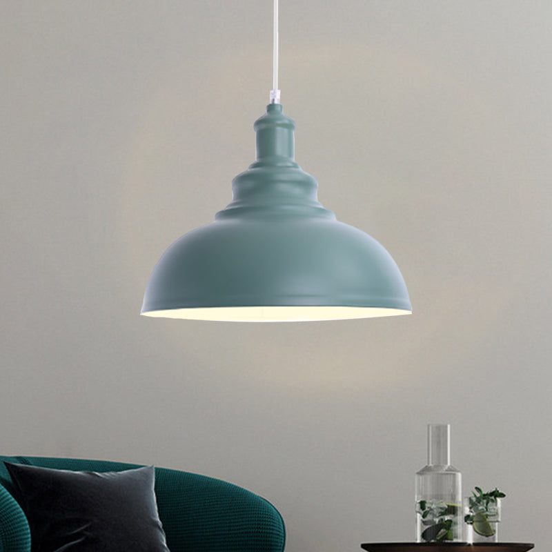 Pink/Yellow Bowl Shape Ceiling Light Fixture Macaron Style Metal 1 Bulb Bedroom Suspended Lamp Clearhalo 'Ceiling Lights' 'Modern Pendants' 'Modern' 'Pendant Lights' 'Pendants' Lighting' 1871975