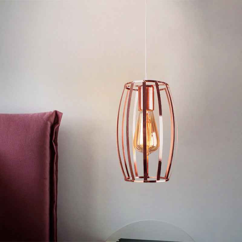 Copper Wire Cage Pendant Light Retro Stylish Metal 1 Head Kitchen Hanging Lamp with Oval Shade Copper Clearhalo 'Art Deco Pendants' 'Cast Iron' 'Ceiling Lights' 'Ceramic' 'Crystal' 'Industrial Pendants' 'Industrial' 'Metal' 'Middle Century Pendants' 'Pendant Lights' 'Pendants' 'Tiffany' Lighting' 1871985