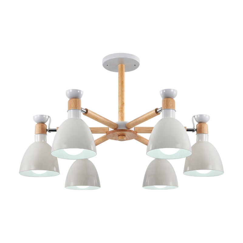 Metal Bowl Shade Ceiling Light Boys Girls Bedroom Six Lights Macaron Chandelier Clearhalo 'Ceiling Lights' 'Chandeliers' Lighting' options 187199