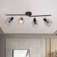 4 Lights Semi-Flush Ceiling Light Industrial Linear Iron Lighting Fixture with Mini Drum Cage Shade in Black for Coffee Shop Clearhalo 'Ceiling Lights' 'Close To Ceiling Lights' 'Close to ceiling' 'Semi-flushmount' Lighting' 1871992
