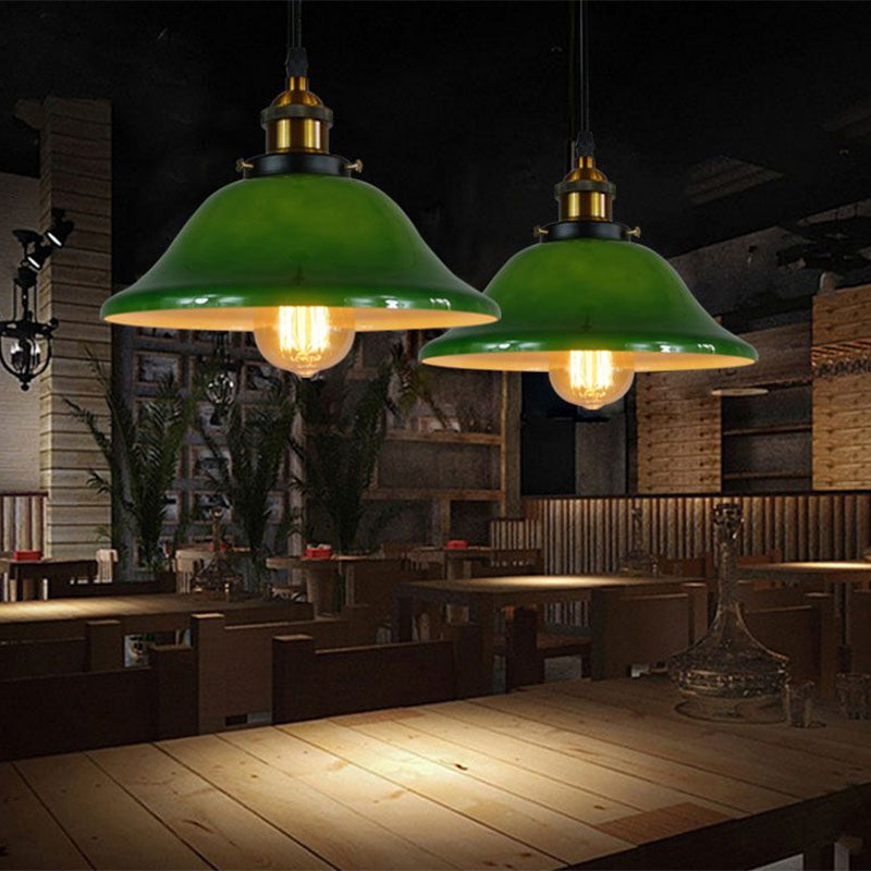 Brass Flared Pendant Fixture Antique Green Glass 1 Light Living Room Hanging Ceiling Light with Adjustable Pulley Green Clearhalo 'Ceiling Lights' 'Glass shade' 'Glass' 'Industrial Pendants' 'Industrial' 'Middle Century Pendants' 'Pendant Lights' 'Pendants' 'Tiffany' Lighting' 1872000