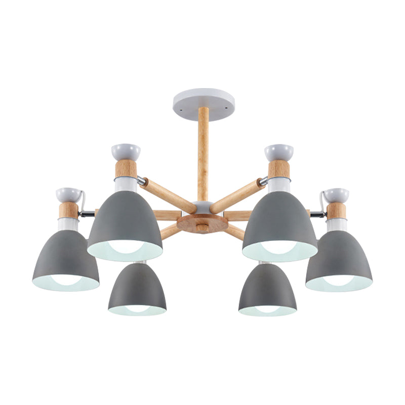Metal Bowl Shade Ceiling Light Boys Girls Bedroom Six Lights Macaron Chandelier Clearhalo 'Ceiling Lights' 'Chandeliers' Lighting' options 187203