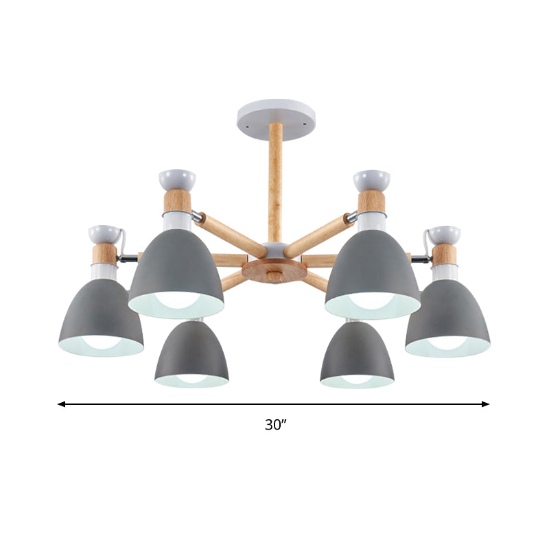 Metal Bowl Shade Ceiling Light Boys Girls Bedroom Six Lights Macaron Chandelier Clearhalo 'Ceiling Lights' 'Chandeliers' Lighting' options 187204