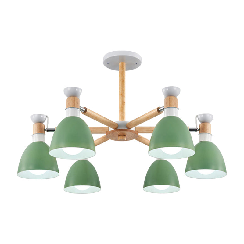 Metal Bowl Shade Ceiling Light Boys Girls Bedroom Six Lights Macaron Chandelier Clearhalo 'Ceiling Lights' 'Chandeliers' Lighting' options 187207