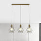 Golden 3 Lights Hanging Lamp Vintage Iron Caged Ceiling Pendant Fixture with Petal Shade and Round/Linear Canopy Clearhalo 'Ceiling Lights' 'Modern Pendants' 'Modern' 'Pendant Lights' 'Pendants' Lighting' 1872094