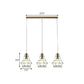 Golden 3 Lights Hanging Lamp Vintage Iron Caged Ceiling Pendant Fixture with Petal Shade and Round/Linear Canopy Clearhalo 'Ceiling Lights' 'Modern Pendants' 'Modern' 'Pendant Lights' 'Pendants' Lighting' 1872097