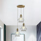 Golden 3 Lights Hanging Lamp Vintage Iron Caged Ceiling Pendant Fixture with Petal Shade and Round/Linear Canopy Clearhalo 'Ceiling Lights' 'Modern Pendants' 'Modern' 'Pendant Lights' 'Pendants' Lighting' 1872099