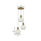 Golden 3 Lights Hanging Lamp Vintage Iron Caged Ceiling Pendant Fixture with Petal Shade and Round/Linear Canopy Clearhalo 'Ceiling Lights' 'Modern Pendants' 'Modern' 'Pendant Lights' 'Pendants' Lighting' 1872102