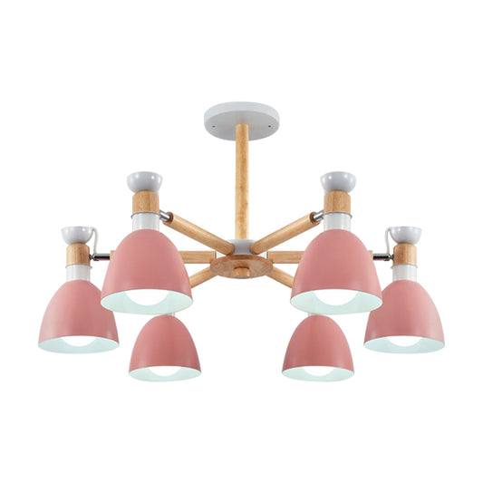 Metal Bowl Shade Ceiling Light Boys Girls Bedroom Six Lights Macaron Chandelier Clearhalo 'Ceiling Lights' 'Chandeliers' Lighting' options 187210