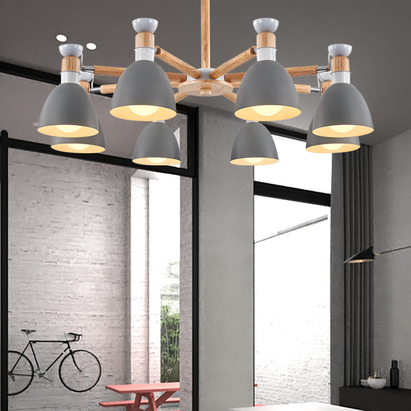 Metal Domed Ceiling Pendant Classroom Kindergarten 8 Lights Modern Chandelier Clearhalo 'Ceiling Lights' 'Chandeliers' Lighting' options 187216