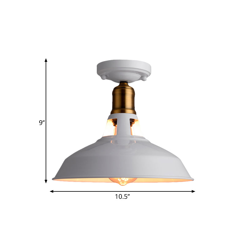 Retro Stylish Barn Ceiling Mounted Light 1 Light Metal Semi Flush Light Fixture in Black/White for Foyer Clearhalo 'Ceiling Lights' 'Close To Ceiling Lights' 'Close to ceiling' 'Flush mount' 'Industrial Flush Mount' Lighting' 1872188