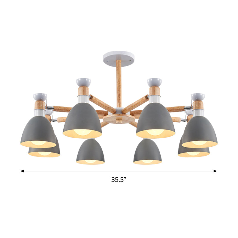 Metal Domed Ceiling Pendant Classroom Kindergarten 8 Lights Modern Chandelier Clearhalo 'Ceiling Lights' 'Chandeliers' Lighting' options 187219