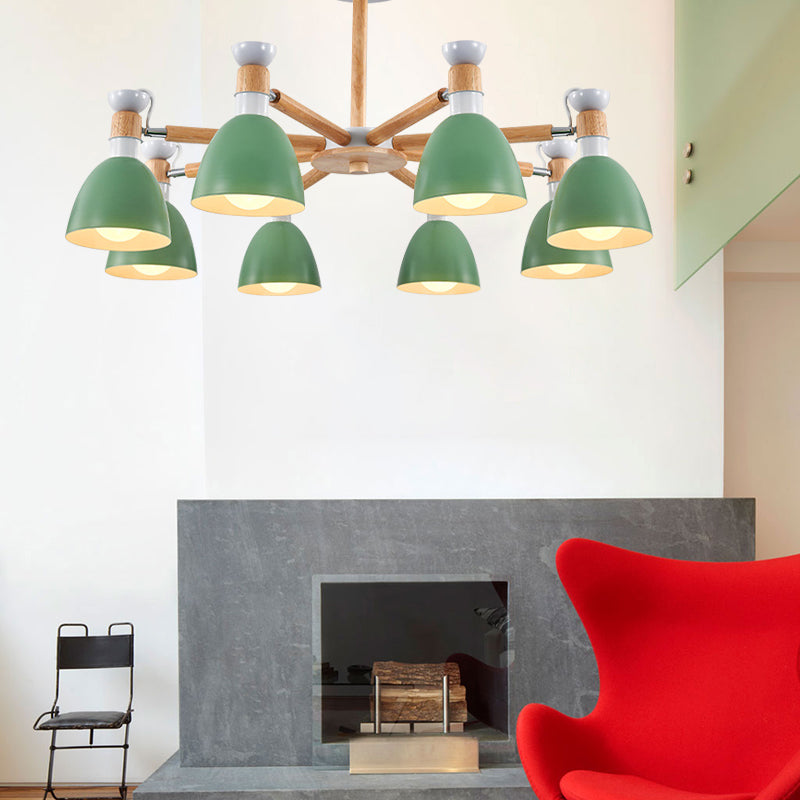 Metal Domed Ceiling Pendant Classroom Kindergarten 8 Lights Modern Chandelier Clearhalo 'Ceiling Lights' 'Chandeliers' Lighting' options 187221