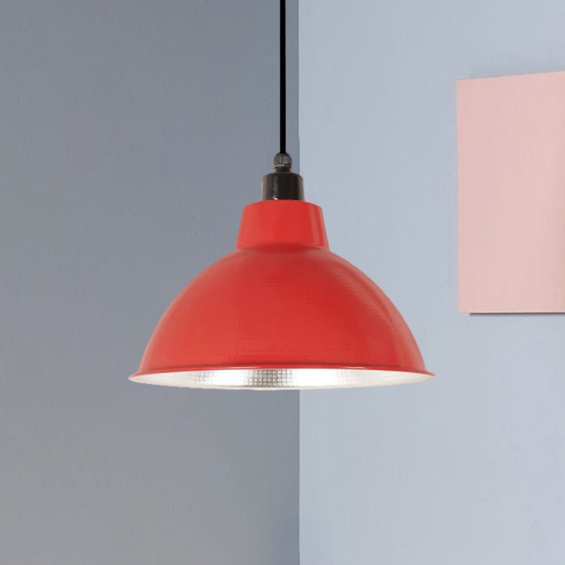 Black/Silver Domed Suspension Light Industrial Retro Metallic 1 Light Bar Ceiling Fixture, 12"/14"/16" Diameter Clearhalo 'Art Deco Pendants' 'Black' 'Cast Iron' 'Ceiling Lights' 'Ceramic' 'Crystal' 'Industrial Pendants' 'Industrial' 'Metal' 'Middle Century Pendants' 'Pendant Lights' 'Pendants' 'Rustic Pendants' 'Tiffany' Lighting' 1872246