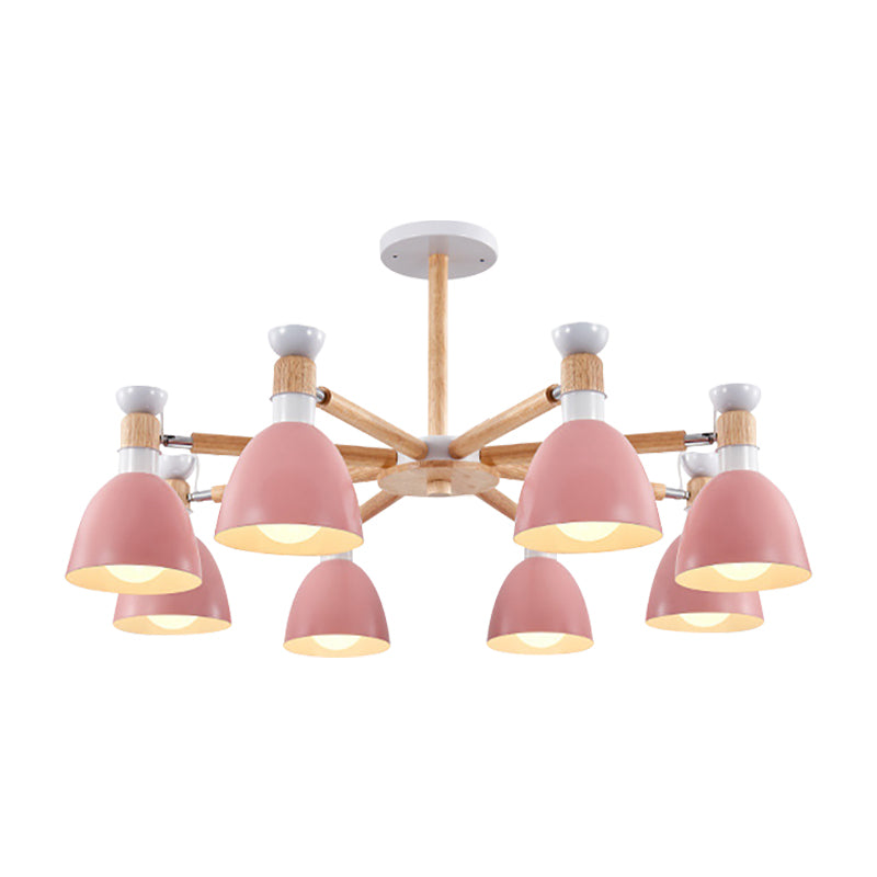 Metal Domed Ceiling Pendant Classroom Kindergarten 8 Lights Modern Chandelier Clearhalo 'Ceiling Lights' 'Chandeliers' Lighting' options 187225