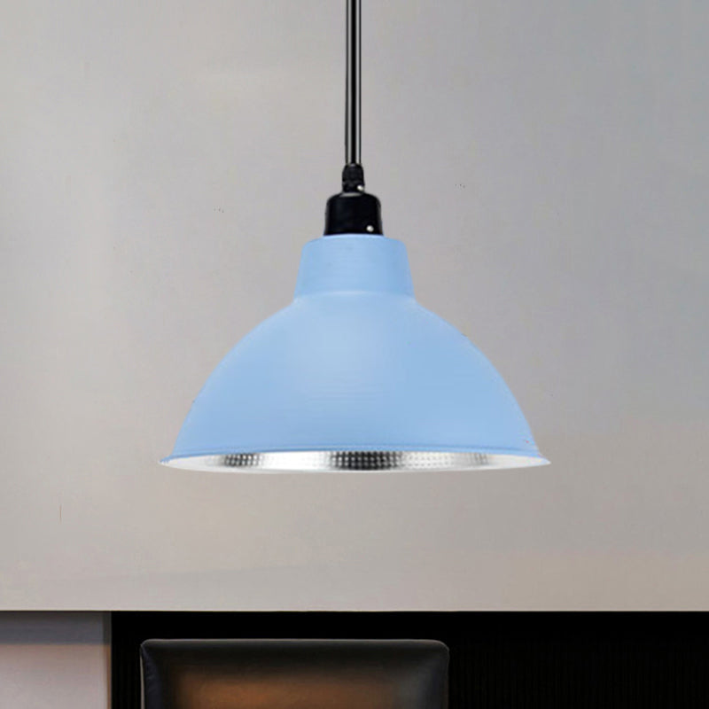 Black/Silver Domed Suspension Light Industrial Retro Metallic 1 Light Bar Ceiling Fixture, 12"/14"/16" Diameter Clearhalo 'Art Deco Pendants' 'Black' 'Cast Iron' 'Ceiling Lights' 'Ceramic' 'Crystal' 'Industrial Pendants' 'Industrial' 'Metal' 'Middle Century Pendants' 'Pendant Lights' 'Pendants' 'Rustic Pendants' 'Tiffany' Lighting' 1872286