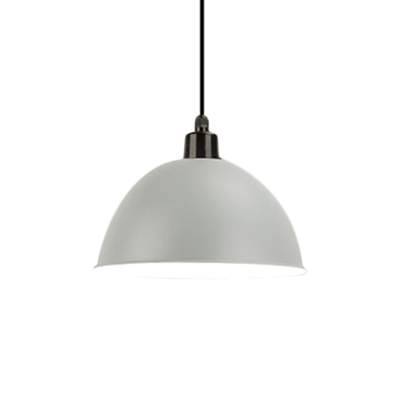 Metal Black/Gray Suspension Lamp Dome Shade 1 Bulb Industrial Style Pendant Light for Dining Room, 12"/14" W Clearhalo 'Art Deco Pendants' 'Black' 'Cast Iron' 'Ceiling Lights' 'Ceramic' 'Crystal' 'Industrial Pendants' 'Industrial' 'Metal' 'Middle Century Pendants' 'Pendant Lights' 'Pendants' 'Rustic Pendants' 'Tiffany' Lighting' 1872301
