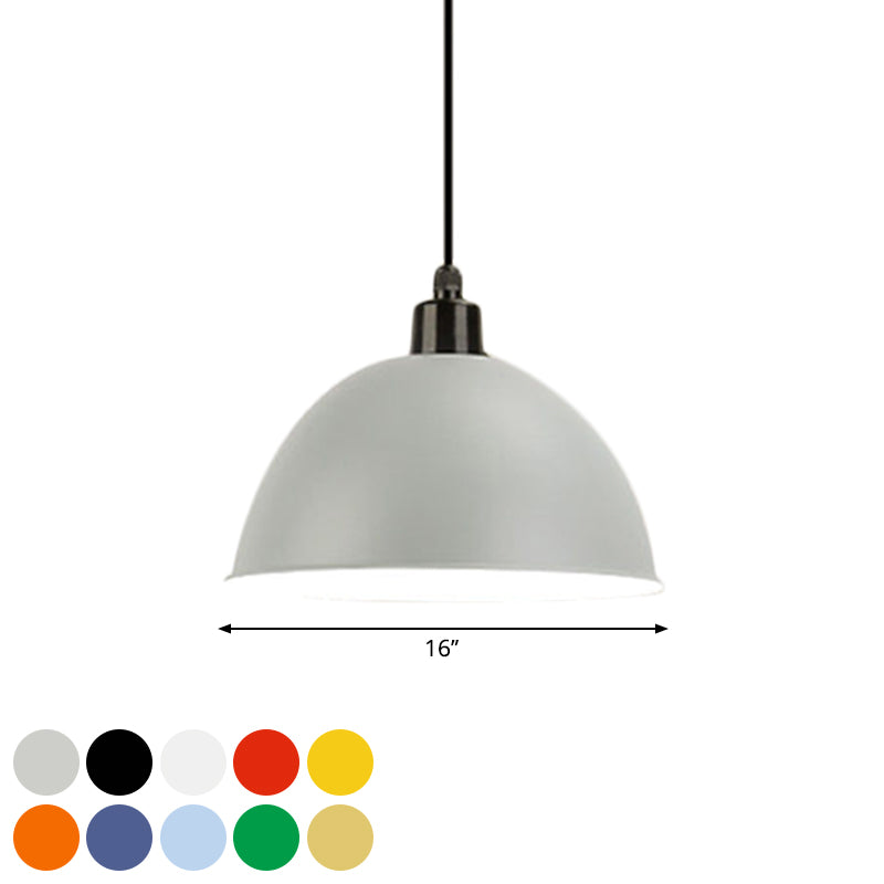 Metal Black/Gray Suspension Lamp Dome Shade 1 Bulb Industrial Style Pendant Light for Dining Room, 12"/14" W Clearhalo 'Art Deco Pendants' 'Black' 'Cast Iron' 'Ceiling Lights' 'Ceramic' 'Crystal' 'Industrial Pendants' 'Industrial' 'Metal' 'Middle Century Pendants' 'Pendant Lights' 'Pendants' 'Rustic Pendants' 'Tiffany' Lighting' 1872304