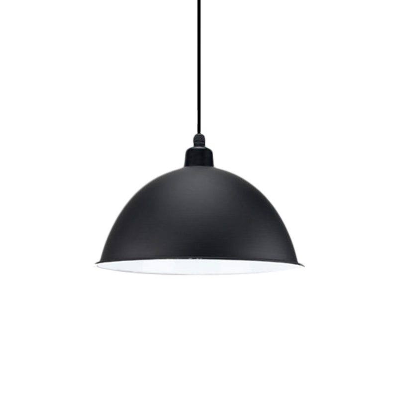 Metal Black/Gray Suspension Lamp Dome Shade 1 Bulb Industrial Style Pendant Light for Dining Room, 12"/14" W Clearhalo 'Art Deco Pendants' 'Black' 'Cast Iron' 'Ceiling Lights' 'Ceramic' 'Crystal' 'Industrial Pendants' 'Industrial' 'Metal' 'Middle Century Pendants' 'Pendant Lights' 'Pendants' 'Rustic Pendants' 'Tiffany' Lighting' 1872308