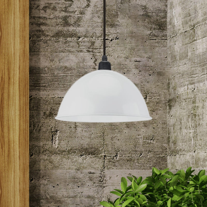 Metal Black/Gray Suspension Lamp Dome Shade 1 Bulb Industrial Style Pendant Light for Dining Room, 12"/14" W Clearhalo 'Art Deco Pendants' 'Black' 'Cast Iron' 'Ceiling Lights' 'Ceramic' 'Crystal' 'Industrial Pendants' 'Industrial' 'Metal' 'Middle Century Pendants' 'Pendant Lights' 'Pendants' 'Rustic Pendants' 'Tiffany' Lighting' 1872310