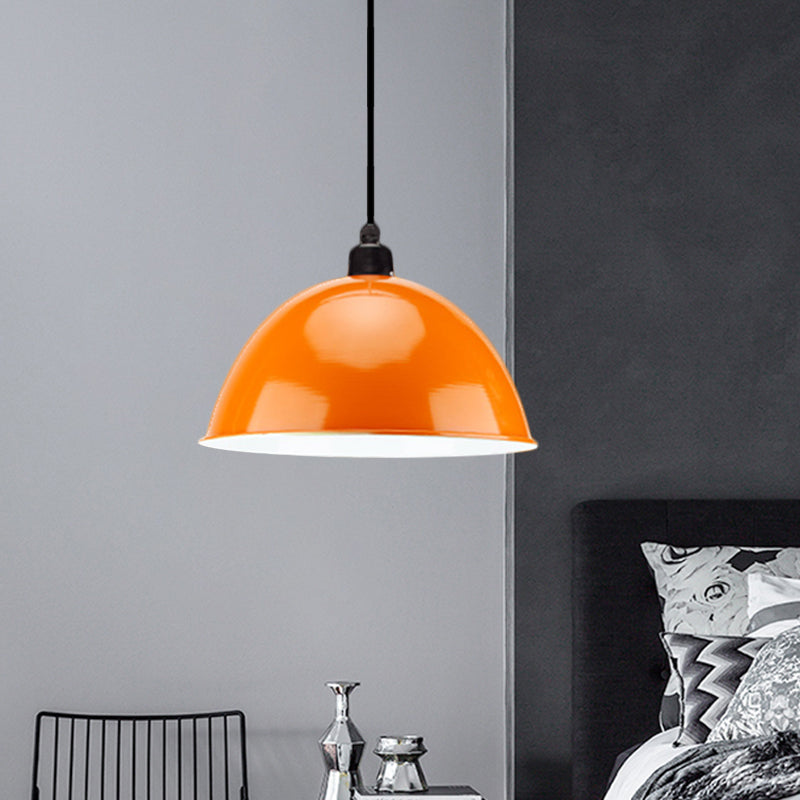 Metal Black/Gray Suspension Lamp Dome Shade 1 Bulb Industrial Style Pendant Light for Dining Room, 12"/14" W Clearhalo 'Art Deco Pendants' 'Black' 'Cast Iron' 'Ceiling Lights' 'Ceramic' 'Crystal' 'Industrial Pendants' 'Industrial' 'Metal' 'Middle Century Pendants' 'Pendant Lights' 'Pendants' 'Rustic Pendants' 'Tiffany' Lighting' 1872322