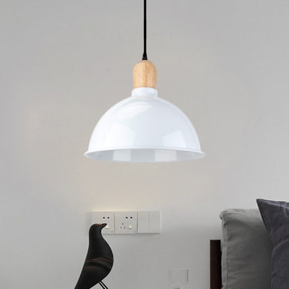 Dome Shade Metallic Hanging Light Retro Style 1 Head Dining Table Ceiling Pendant Fixture in Black/White White Clearhalo 'Ceiling Lights' 'Modern Pendants' 'Modern' 'Pendant Lights' 'Pendants' Lighting' 1872346