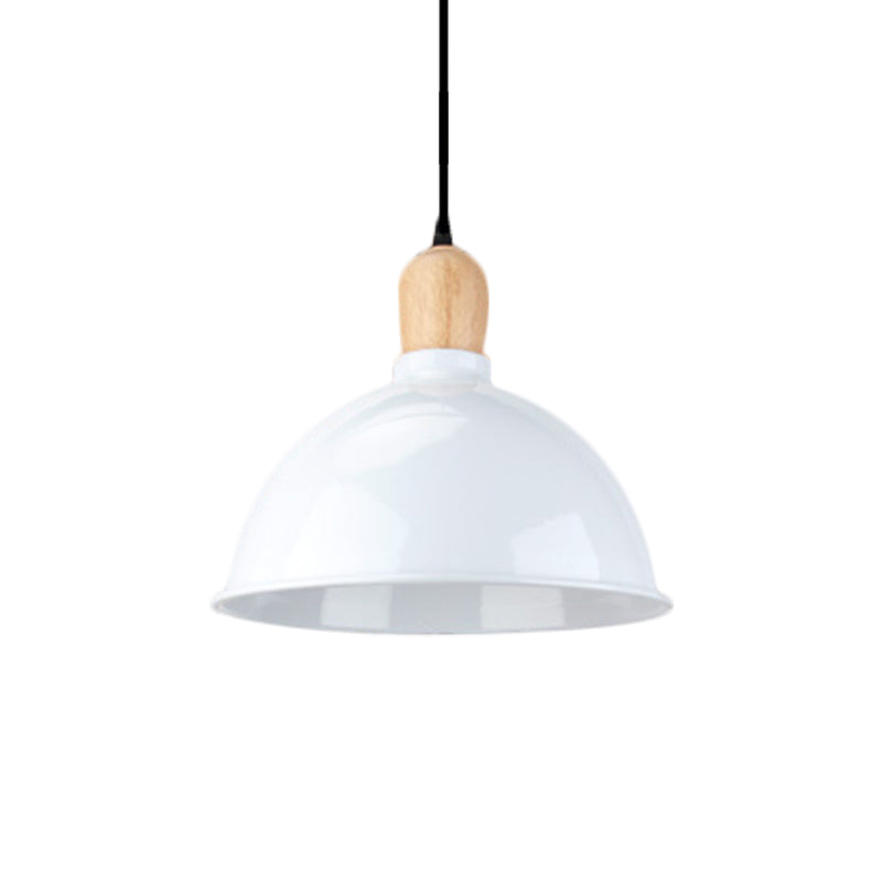 Dome Shade Metallic Hanging Light Retro Style 1 Head Dining Table Ceiling Pendant Fixture in Black/White Clearhalo 'Ceiling Lights' 'Modern Pendants' 'Modern' 'Pendant Lights' 'Pendants' Lighting' 1872349