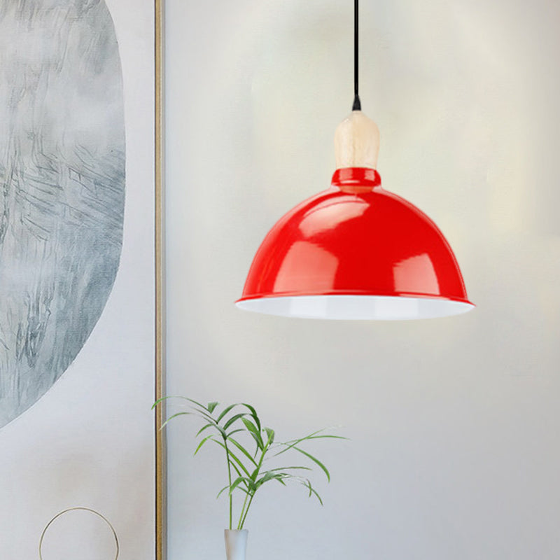 Dome Shade Metallic Hanging Light Retro Style 1 Head Dining Table Ceiling Pendant Fixture in Black/White Clearhalo 'Ceiling Lights' 'Modern Pendants' 'Modern' 'Pendant Lights' 'Pendants' Lighting' 1872352